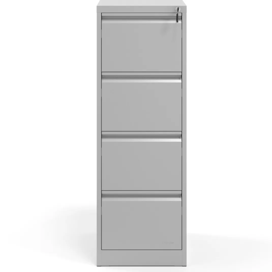 Archivador de oficina strong 4 cajones, cierre centralizado, aluminio