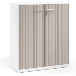 Armario de metal para oficina con puertas de melamina Strong 109x92cm, estructura blanca