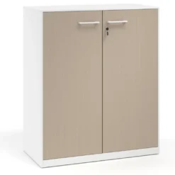 Armario de metal para oficina con puertas de melamina Strong 109x92cm, estructura blanca