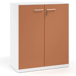 Armario de metal para oficina con puertas de melamina Strong 109x92cm, estructura blanca
