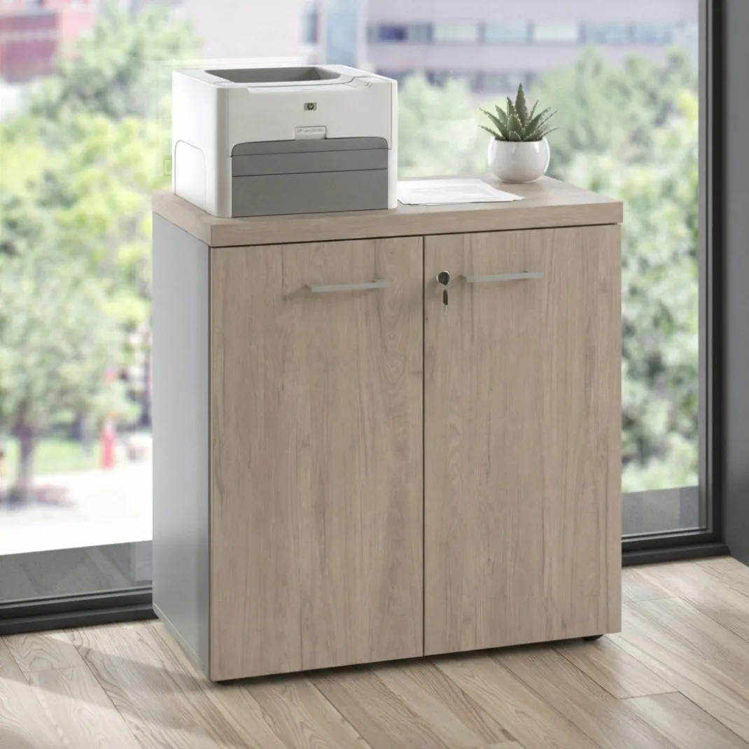 Armario de oficina Basic 2 alturas, medida 78x80 con puertas