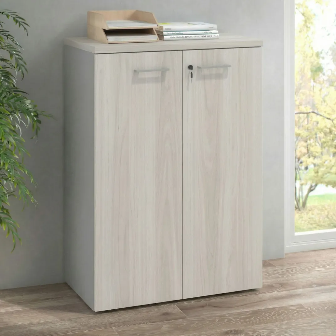 Armario de oficina Basic con puerta cerradura, medida 116x80