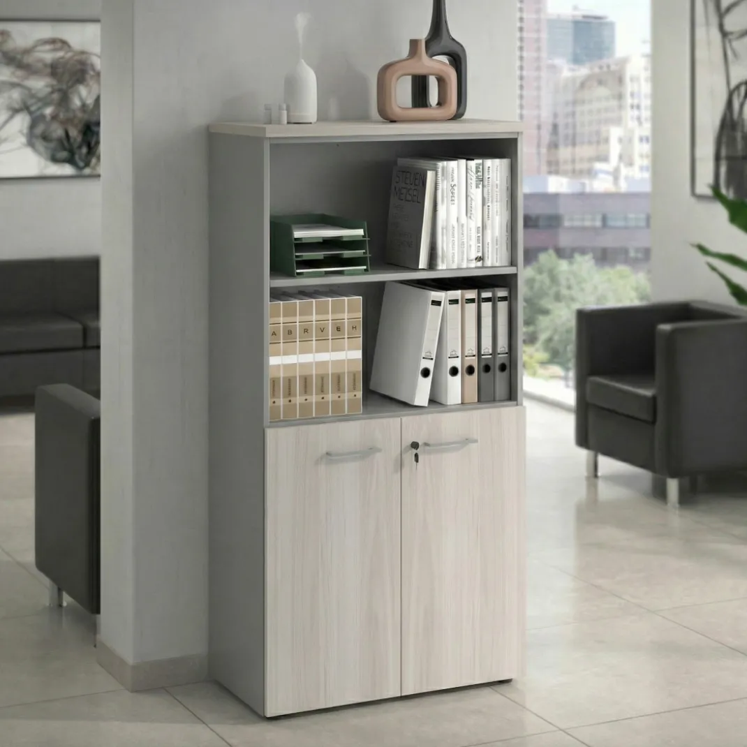 Armario de oficina Basic, medida 155x80cm con puerta baja