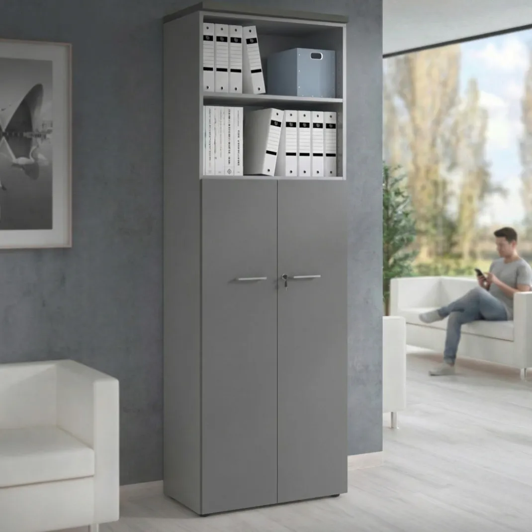 Armario de oficina Colors con puerta + estantes, medida 236x80