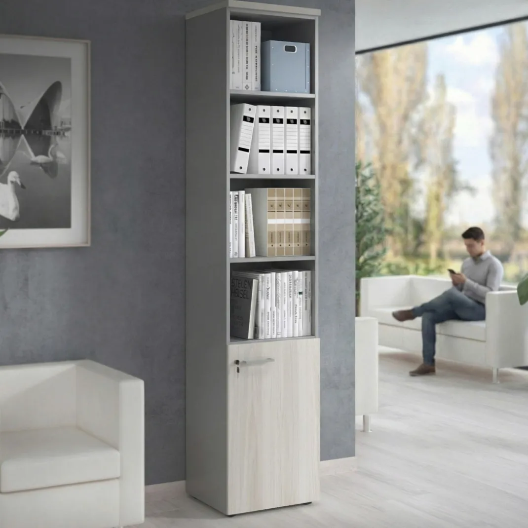 Armario de oficina Colors con puerta mediana, medida 236x50cm