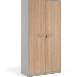 Armario de oficina metálico con puertas de melamina Strong 185x92cm, estructura aluminio