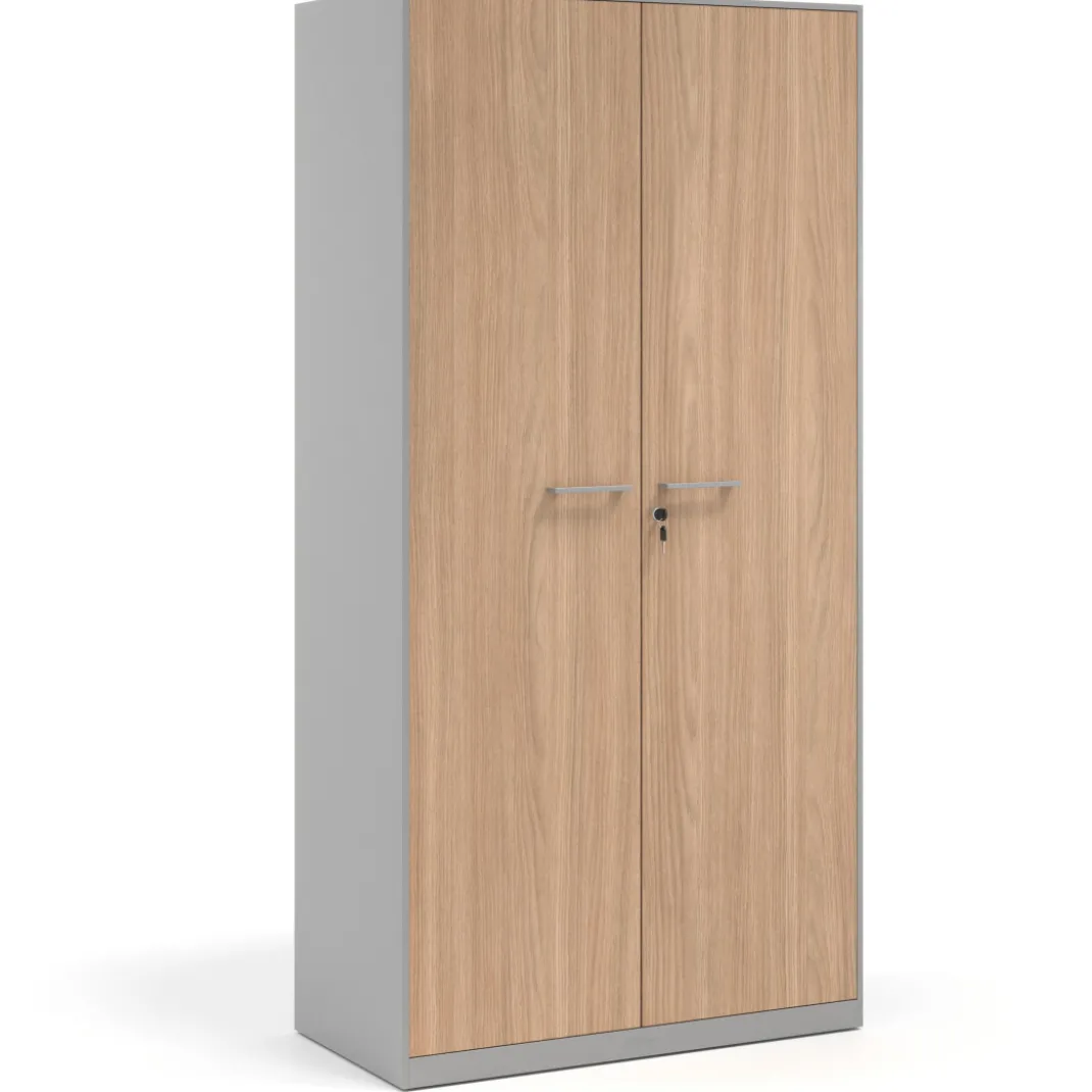 Armario de oficina metálico con puertas de melamina Strong 185x92cm, estructura aluminio
