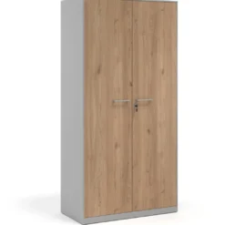 Armario de oficina metálico con puertas de melamina Strong 185x92cm, estructura aluminio