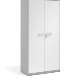 Armario de oficina metálico con puertas de melamina Strong 185x92cm, estructura aluminio