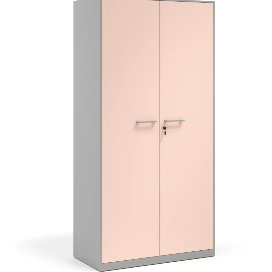 Armario de oficina metálico con puertas de melamina Strong 185x92cm, estructura aluminio