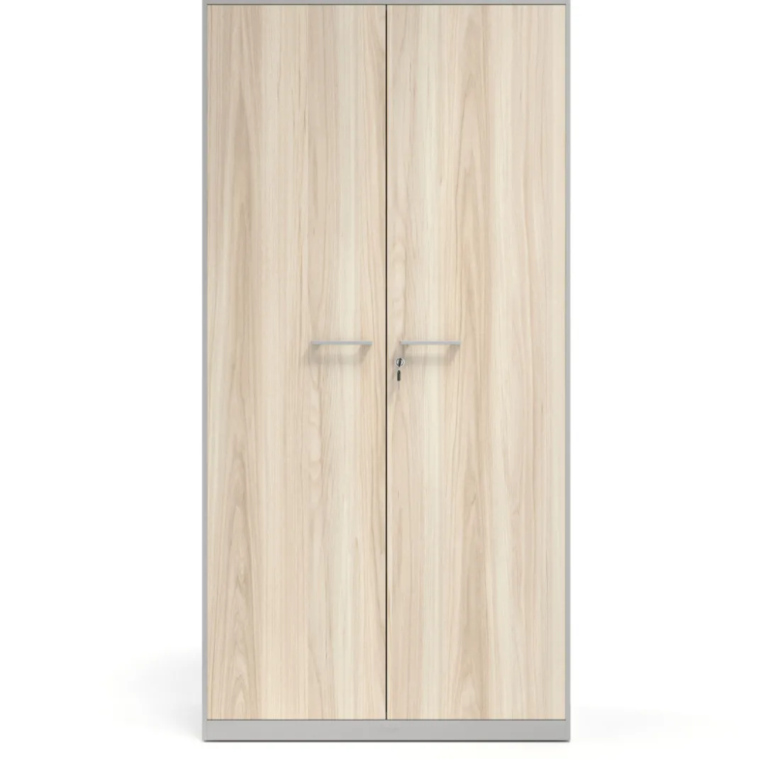 Armario de oficina metálico con puertas de melamina Strong 185x92cm, estructura aluminio
