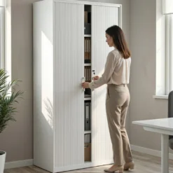 Armario de persiana Strong 185x92cm, estructura blanca
