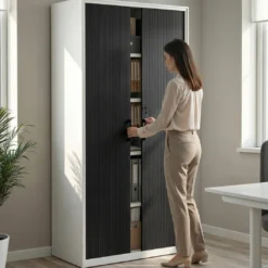 Armario de persiana Strong 185x92cm, estructura blanca