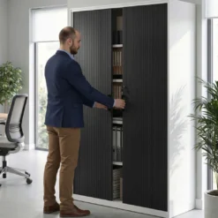 Armario de persiana Strong 185x120cm, estructura blanca