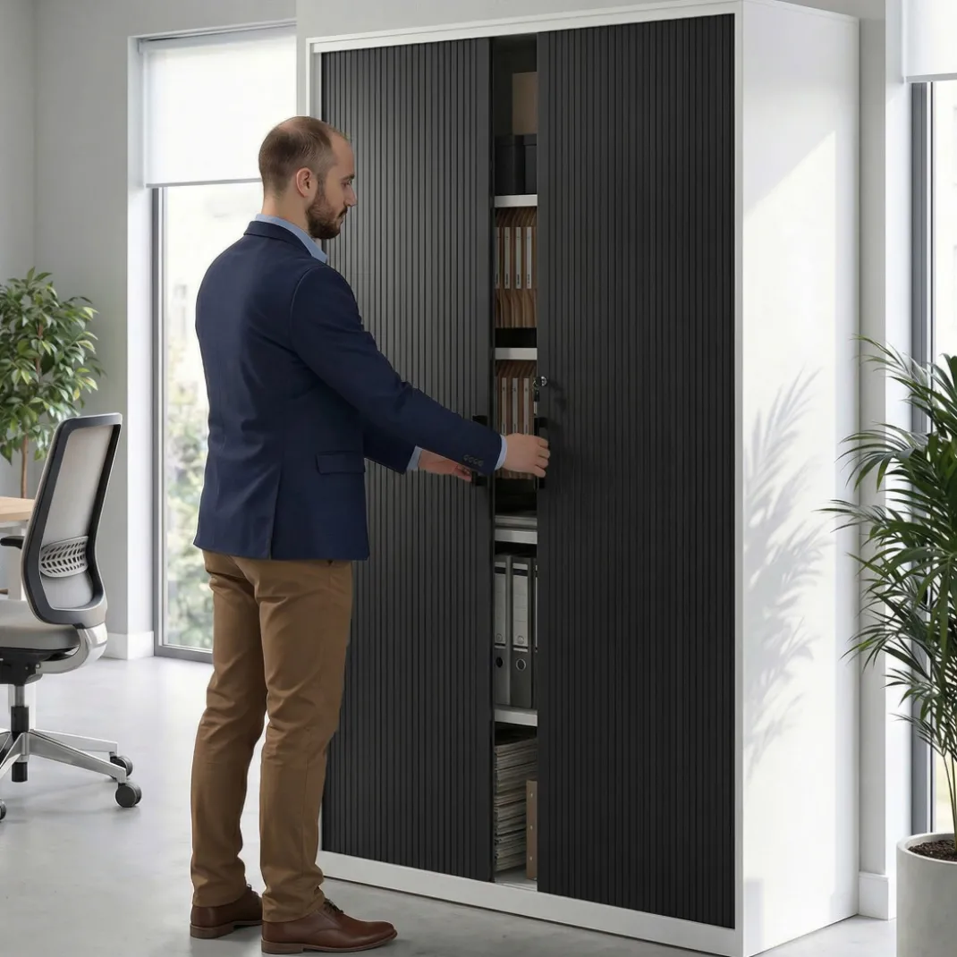 Armario de persiana Strong 185x120cm, estructura blanca