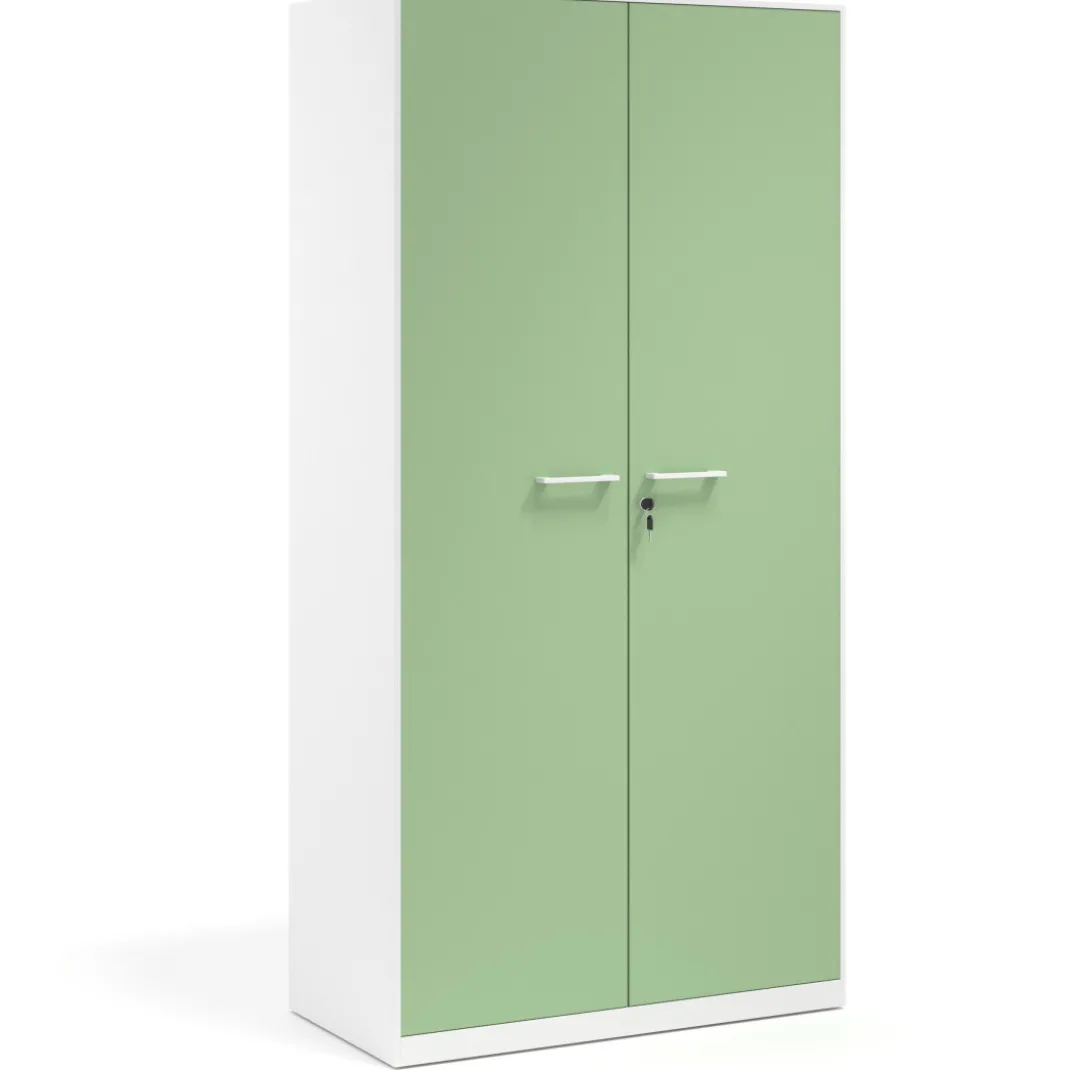 Armario metálico de oficina con puertas de melamina Strong 185x92cm, estructura blanca