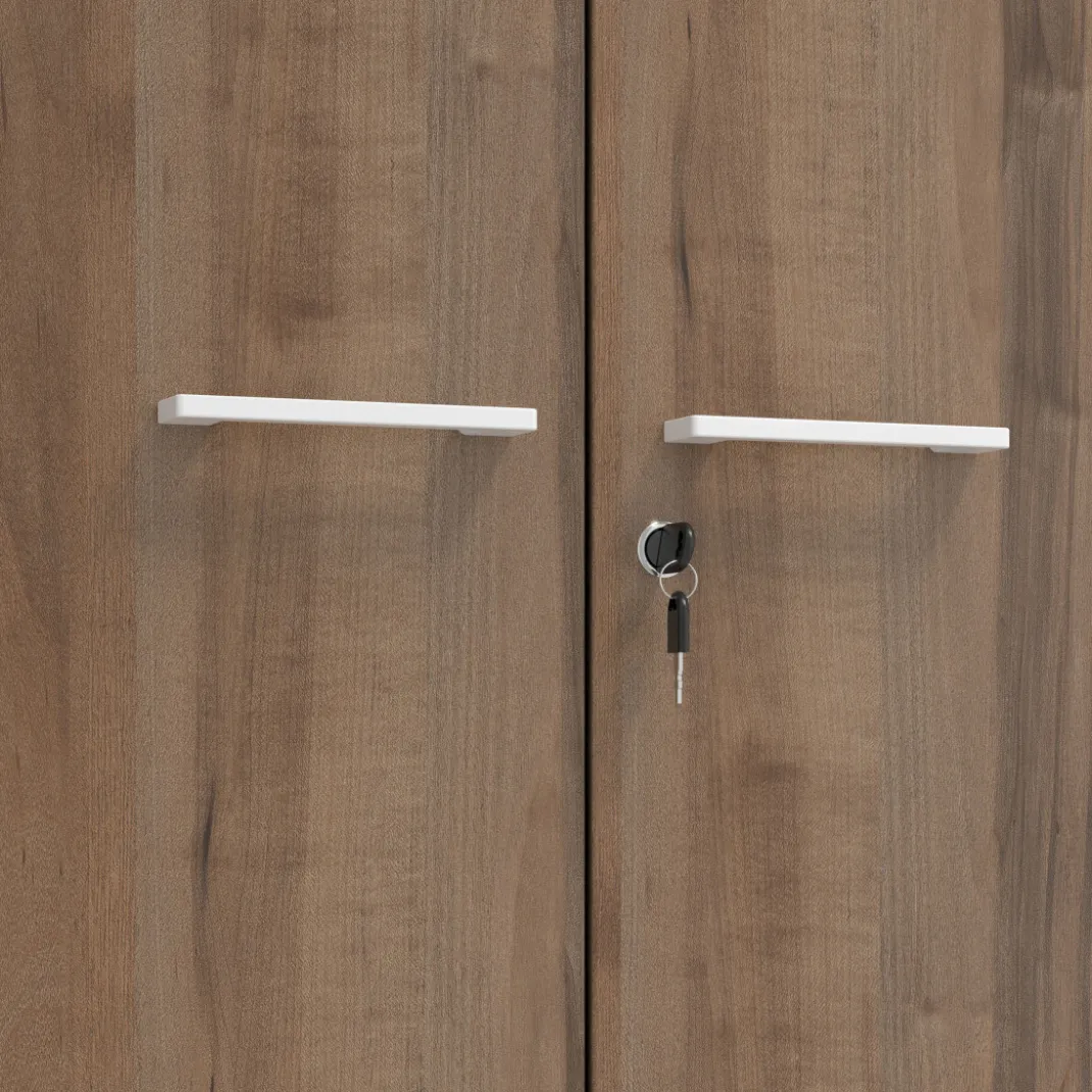 Armario metálico de oficina con puertas de melamina Strong 185x92cm, estructura blanca