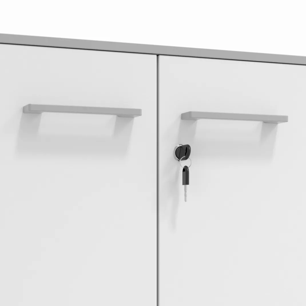 Armario metálico para oficina con puertas de melamina Strong 109x92cm, estructura aluminio