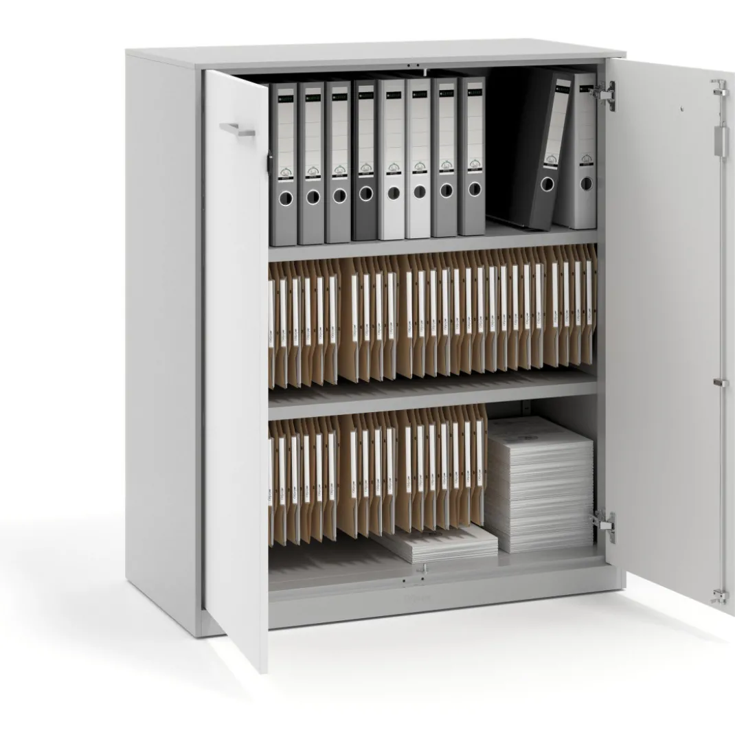 Armario metálico para oficina con puertas de melamina Strong 109x92cm, estructura aluminio