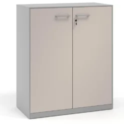 Armario metálico para oficina con puertas de melamina Strong 109x92cm, estructura aluminio