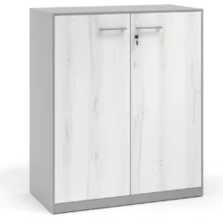 Armario metálico para oficina con puertas de melamina Strong 109x92cm, estructura aluminio
