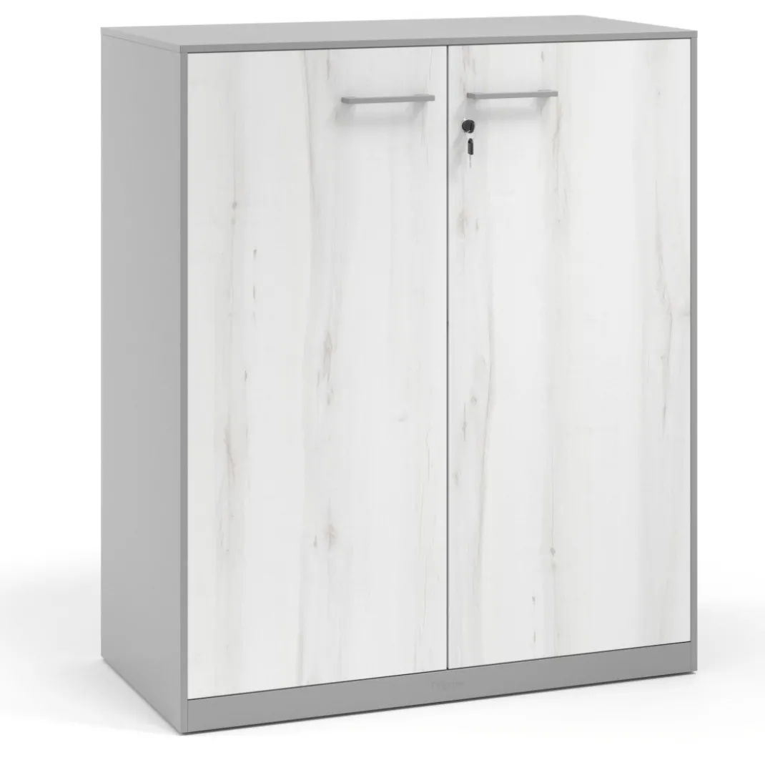 Armario metálico para oficina con puertas de melamina Strong 109x92cm, estructura aluminio