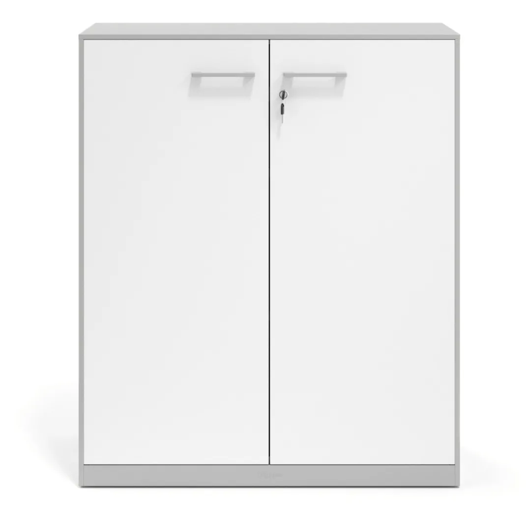 Armario metálico para oficina con puertas de melamina Strong 109x92cm, estructura aluminio