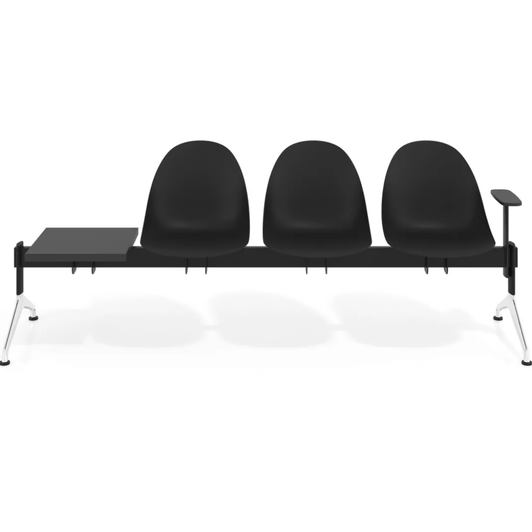 Bancada Sala de Espera Flow 3 asientos + mesa pata aluminio lúcido