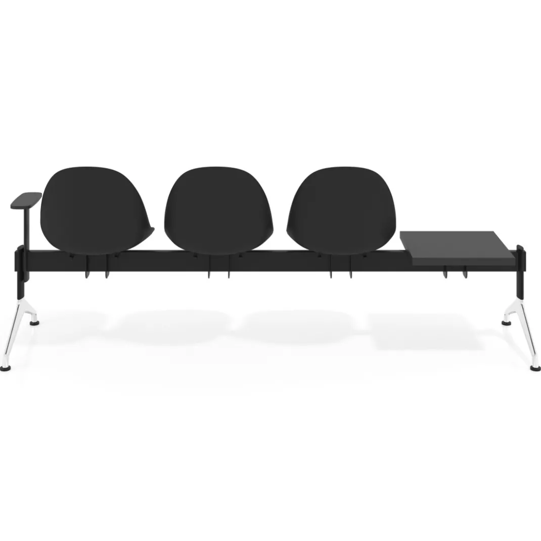 Bancada Sala de Espera Flow 3 asientos + mesa pata aluminio lúcido