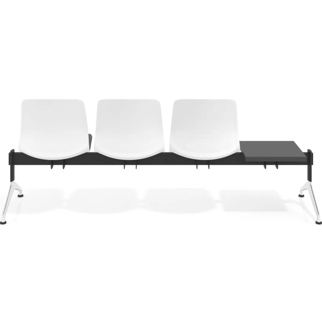Bancada Sala de Espera Nexus 3 asientos + mesa, pata aluminio lucido