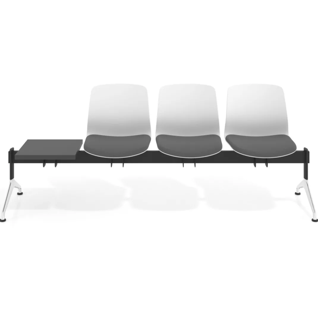 Bancada Sala de Espera Nexus 3 asientos + mesa, pata aluminio lucido