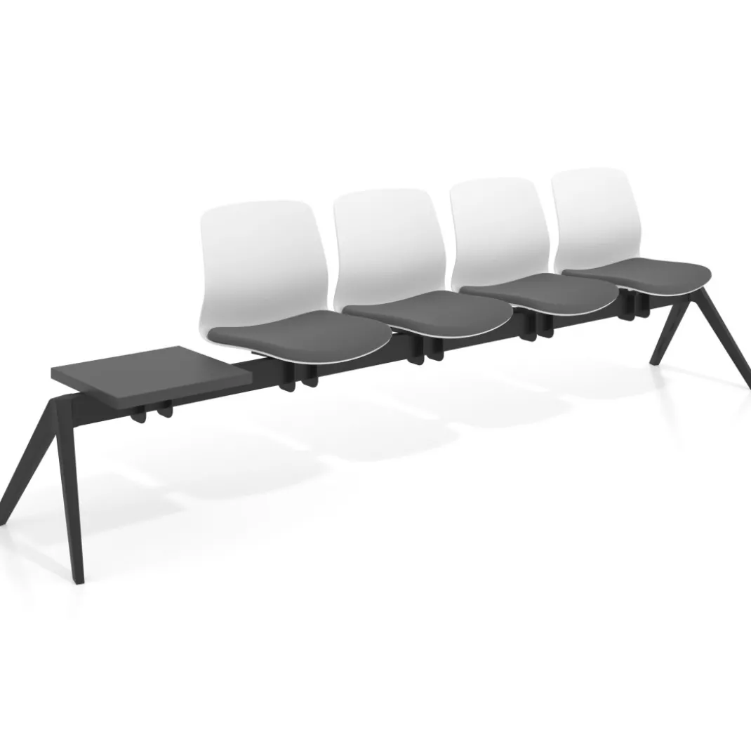 Bancada Sala de Espera Nexus 4 asientos + mesa, pata nylon