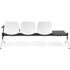 Bancada Sala de Espera Nexus 3 asientos + mesa, pata aluminio lucido