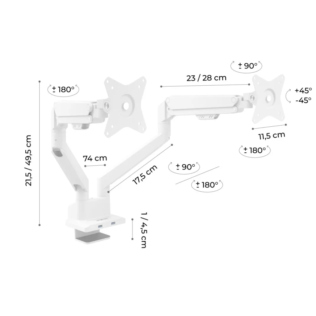 Brazo monitor erghos doble con USB