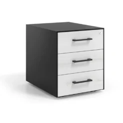 Cajonera de oficina Strong 3 cajones estructura negra frontales melamina
