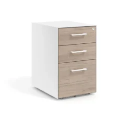 Cajonera de oficina Strong 2 cajones + archivo estructura blanca frontales melamina