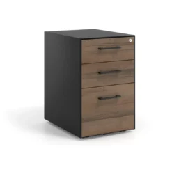 Cajonera de oficina Strong 2 cajones + archivo estructura negra frontales melamina