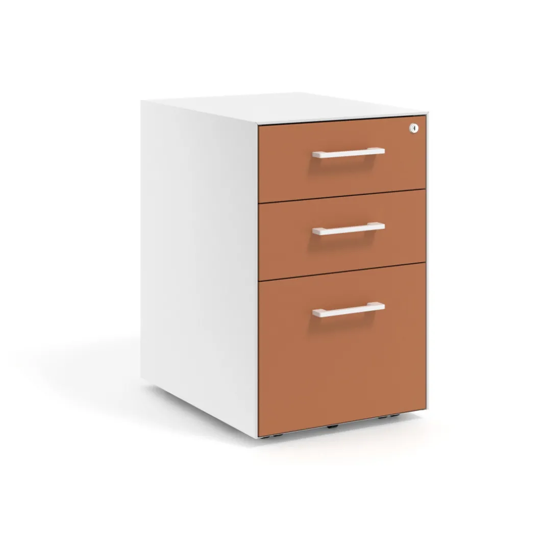 Cajonera de oficina Strong 2 cajones + archivo estructura blanca frontales melamina