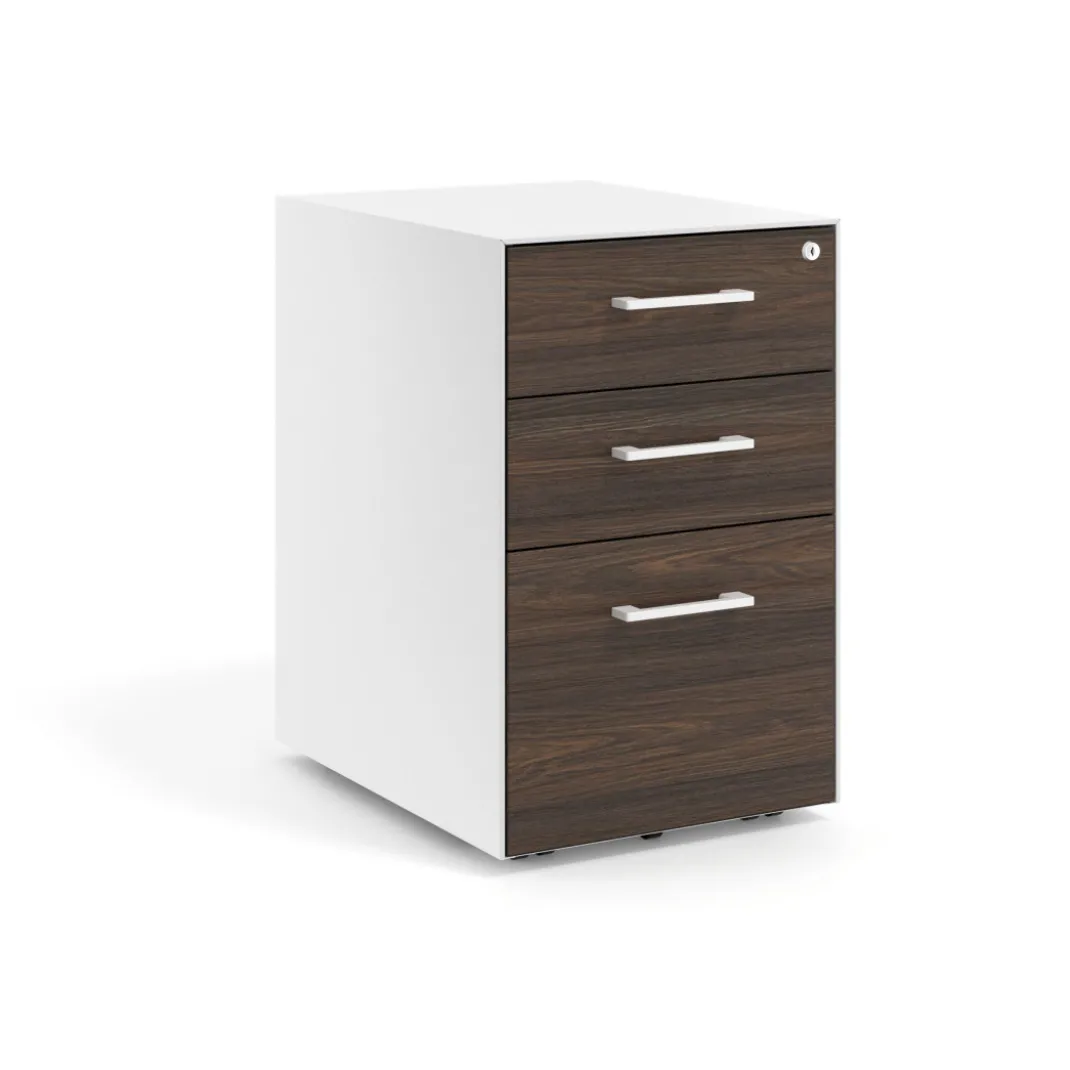 Cajonera de oficina Strong 2 cajones + archivo estructura blanca frontales melamina