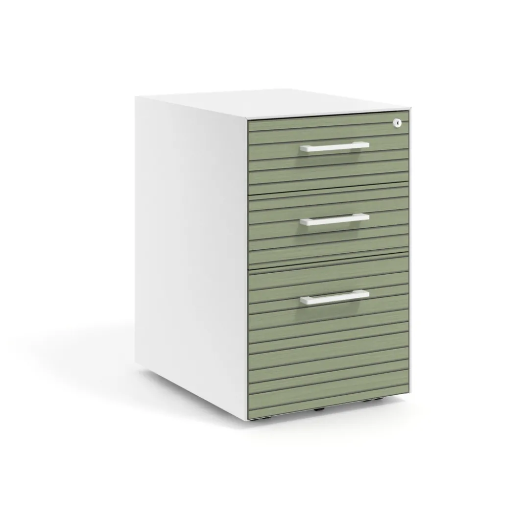 Cajonera de oficina Strong 2 cajones + archivo estructura blanca frontales melamina
