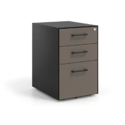 Cajonera de oficina Strong 2 cajones + archivo estructura negra frontales melamina