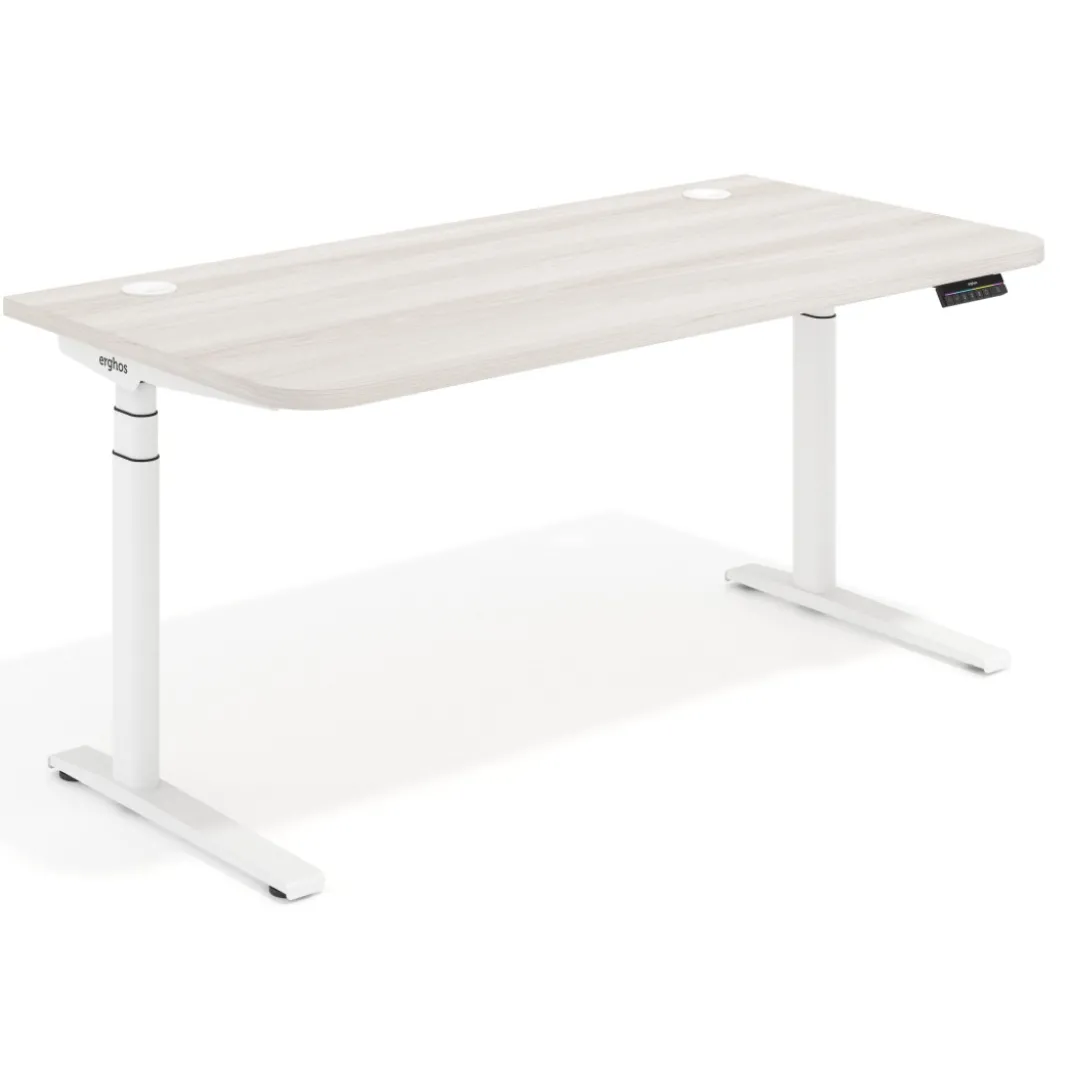 Escritorio Elevable Erghos Axis estructura blanca 2 cantos curvos