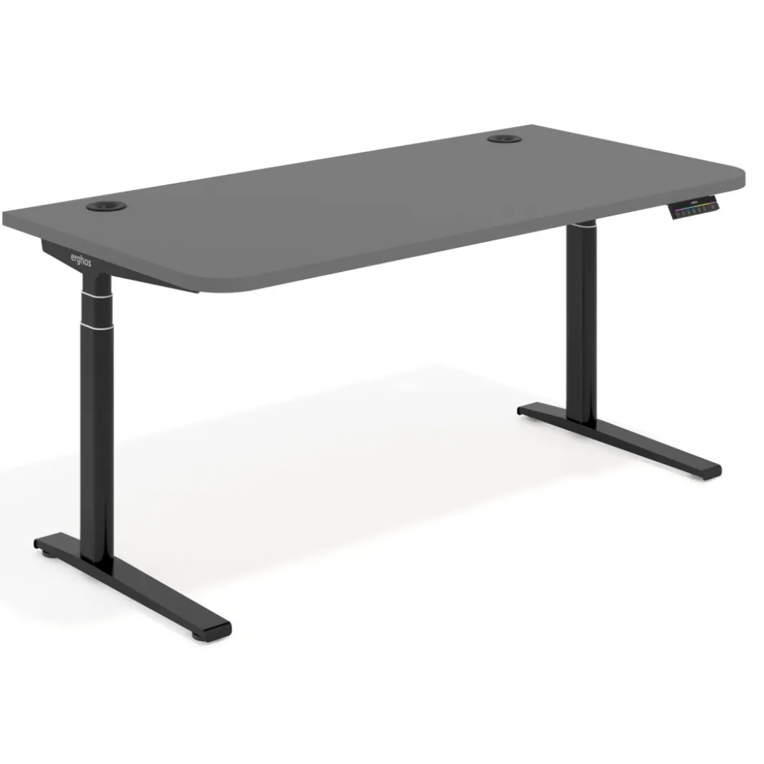 Escritorio Elevable Erghos Axis estructura negra 2 cantos curvos