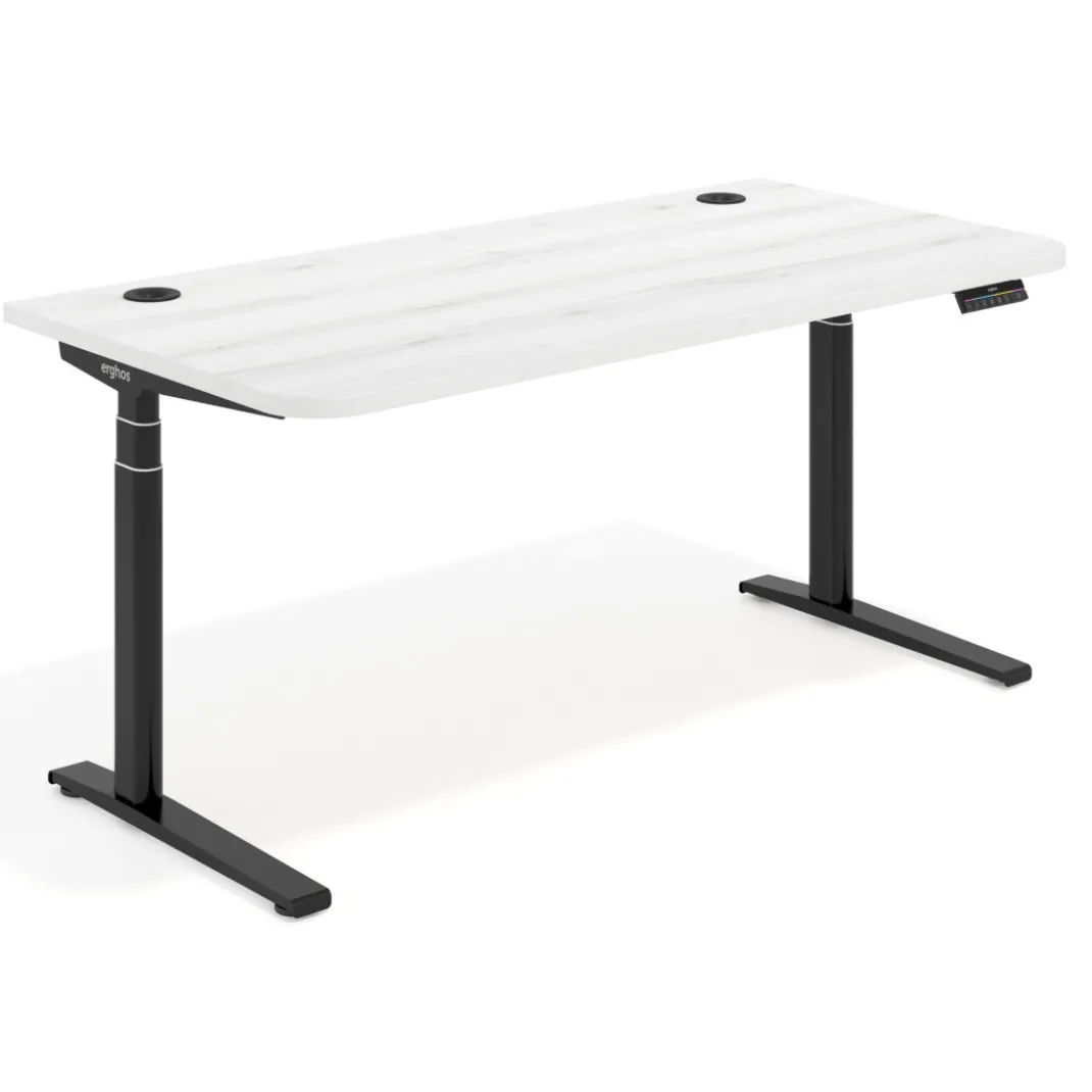 Escritorio Elevable Erghos Axis estructura negra 2 cantos curvos