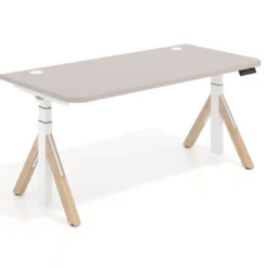 Escritorio Elevable Erghos Alpha estructura de madera 2 cantos curvos