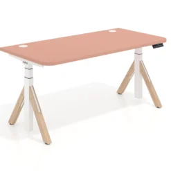 Escritorio Elevable Erghos Alpha estructura de madera 2 cantos curvos