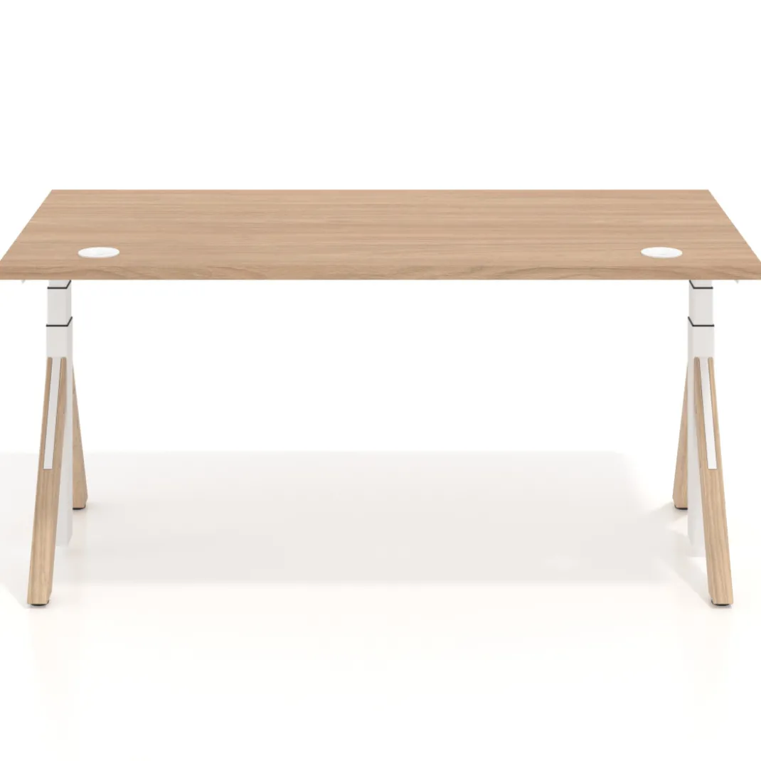 Escritorio Elevable Erghos Alpha estructura de madera canto recto
