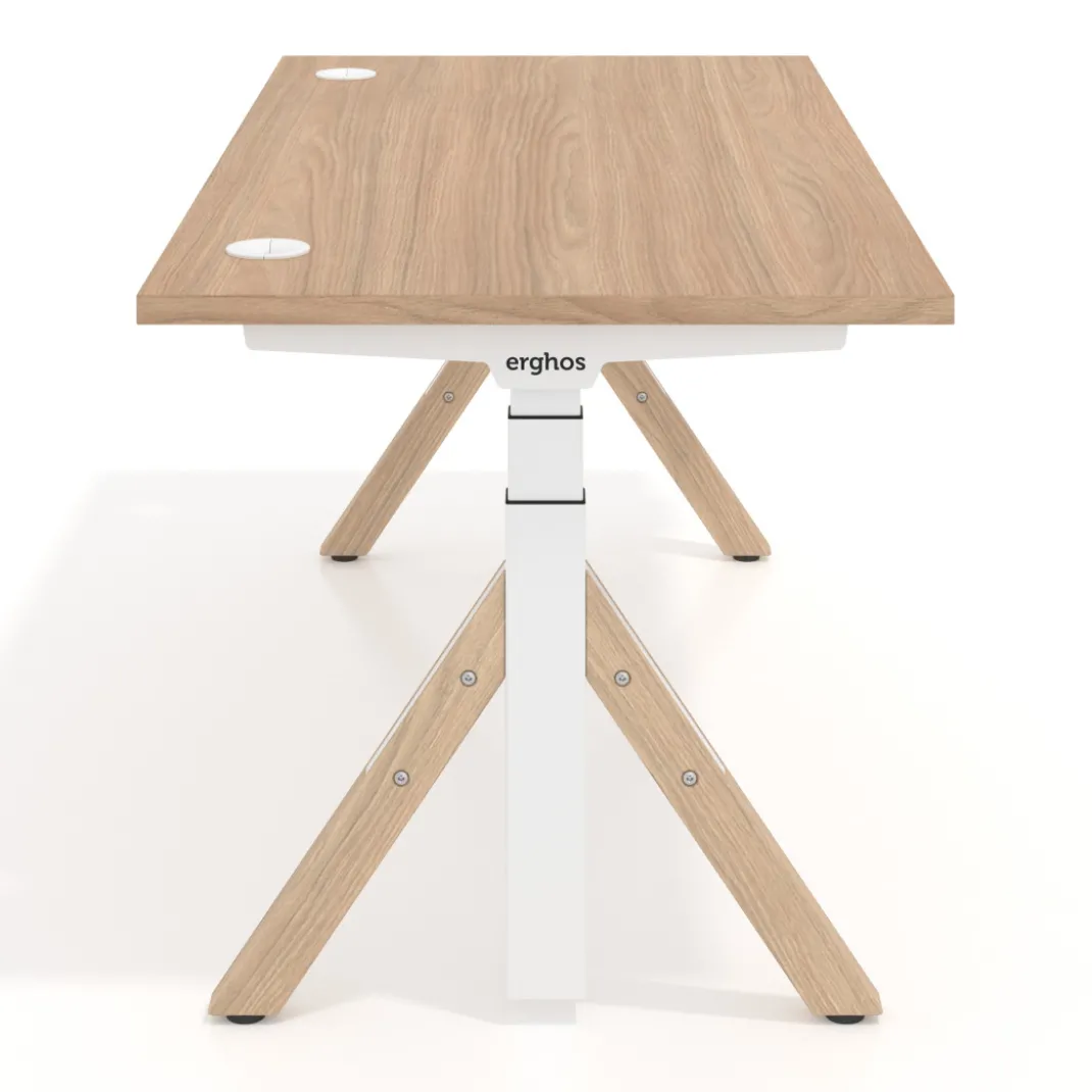 Escritorio Elevable Erghos Alpha estructura de madera canto recto
