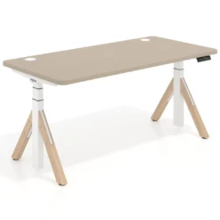 Escritorio Elevable Erghos Alpha estructura de madera 4 cantos curvos