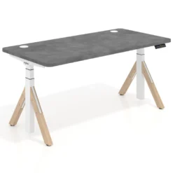 Escritorio Elevable Erghos Alpha estructura de madera 4 cantos curvos